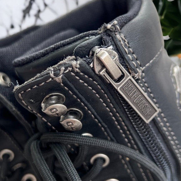 Harley Davidson Women's Black Leather Motorcycle Tessa Boots Size 6 Lace Up Zip - Picture 8 of 16